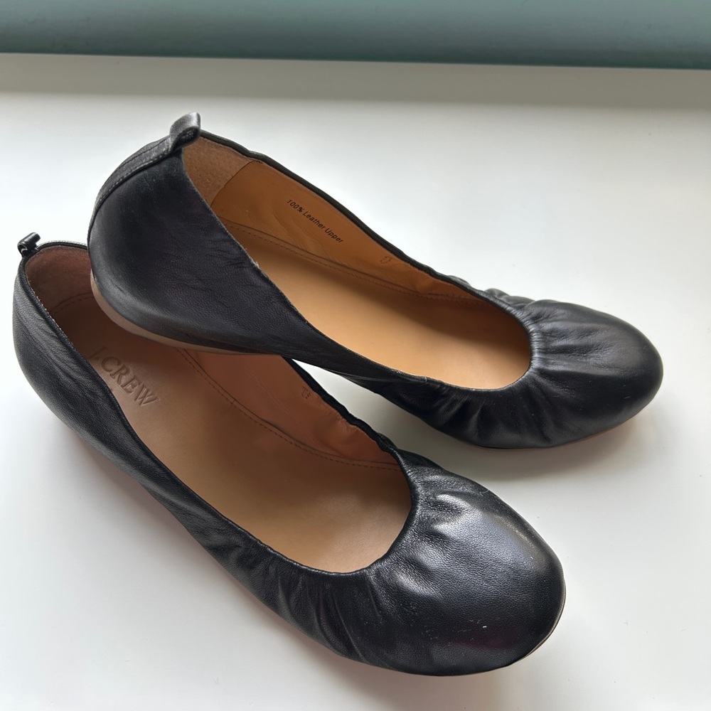 J. Crew Women's Classic Black Leather Flats